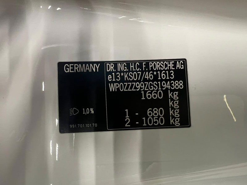 Porsche 911 type 991 R - Série