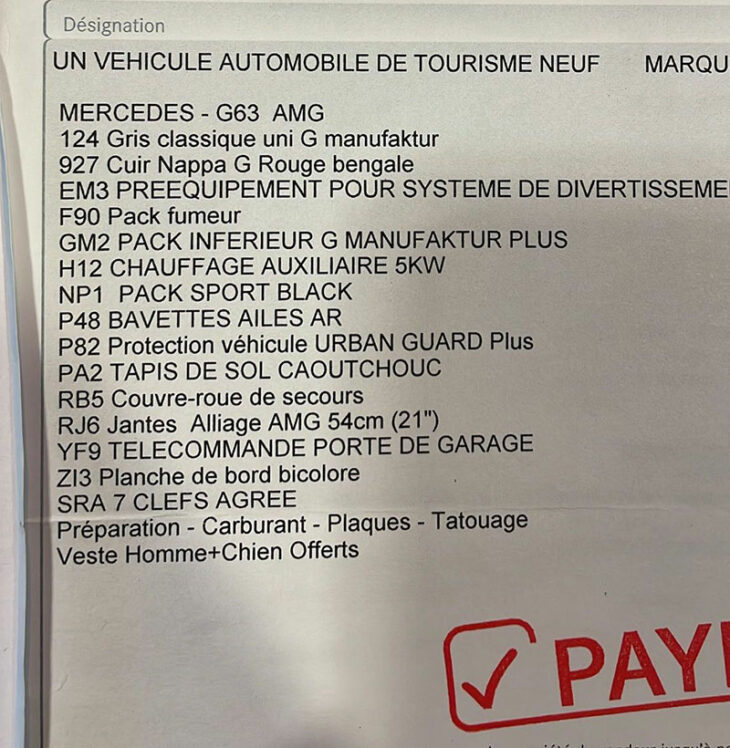 Mercedes-Benz G 63 AMG - gris - Options