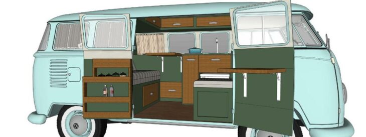 Combi Volkswagen Bleu - Plan aménagement