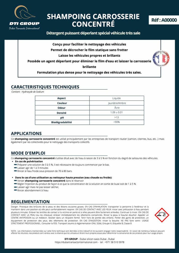 Shampoing carrosserie concentré